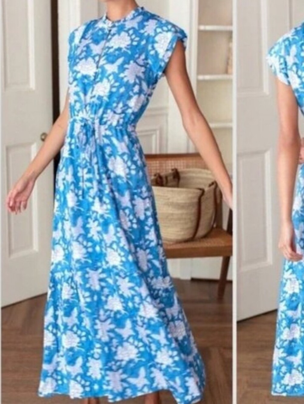 Emerson Fry India Collection Francil Frill Belted Maxi Midi Dress XS